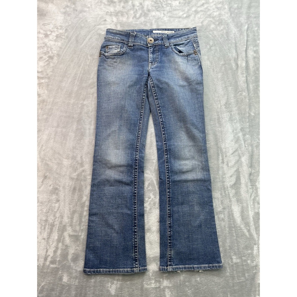 Vintage DKNY Y2K Jeans Womens Sz 6S Blue Extreme Brooklyn Bootcut Western Boho